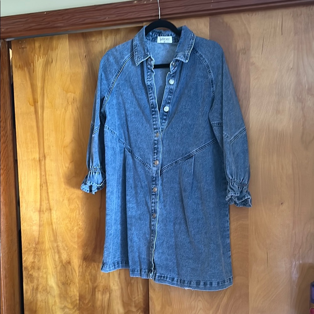 Blue Denim Button-Up Shirt large